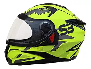 Steelbird SBH-17 Terminator Full Face Graphic Helmet in Glossy Fluo Finish with Clear Visor