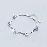 Thumby S925 Silberarmband Damen Doppel Diamantbesetztes Rundes Kristallarmband, S925 Silberarmband, Einheitsgröße