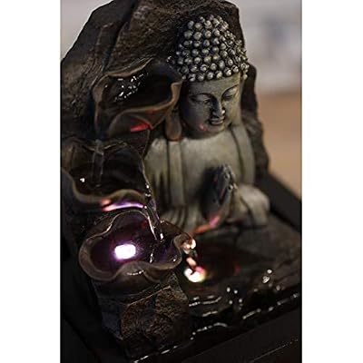 Zen'Light SPIRITUALITE Fontaine Bouddha, Polyrésine, Marron Foncé, 21 x 21 x 26 cm