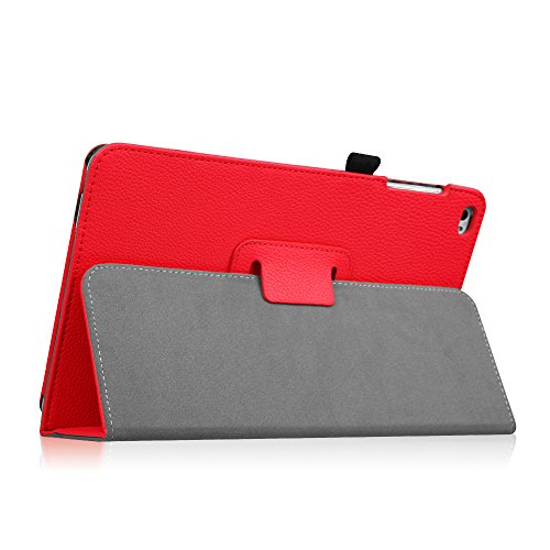 Fintie Huawei MediaPad T1 10 Hülle – Slim Fit Kunstleder (Folio) Schutzhülle Tasche Case Cover Standfunktion und Stylus-Halterung für Huawei MediaPad T1 10.0 LTE / WiFi (9,6 Zoll) Tablet-PC, Rot - 8