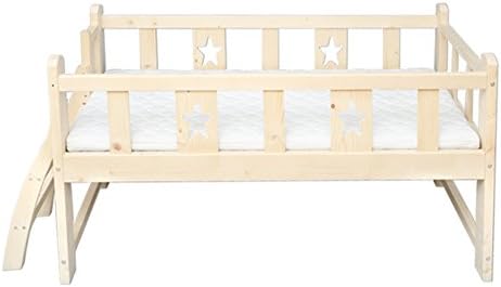 YiFeng Furniture Pine Unpainted Children's Beds, Wood Toddler Bed, Children Toddler Regular Bed, Kids Bed, Contemporary Design, Natural, Kids Toddler Bed, Solid Pine Wood (150x80x68CM)