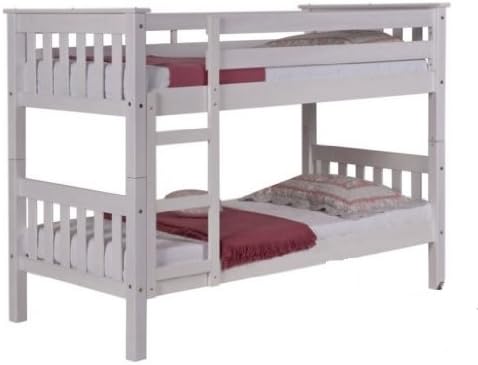 2FT 6 " SHORT WHITEWASH BARCELONA BUNK BEDS 2 SINGLE BEDS FROM CENTURION PINE