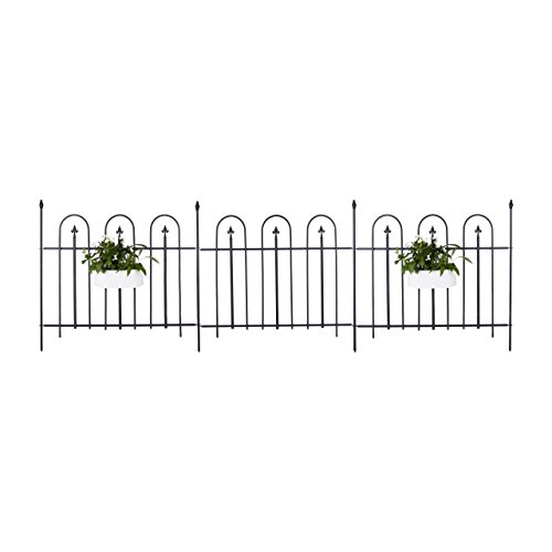 Relaxdays Gartenzaun Metall GOTH Komplettset 4,8 m, Schmiedeeisen Metallzaun, 4 Zaunelemente 90 x 120 cm, anthrazit, schwarz - 3