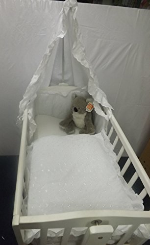 New White 3piece Swinging Crib Bedding Set (Quilt, bumper &Drape)