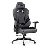 Silla gamer robusta y duradera - La estructura de acero puede soportar hasta 150 kg; el cilindro de gas ha sido certificado por su seguridad (clase 4); la cubierta de PU es resistente al desgaste y duradera; es ideal para trabajar, estudiar y jugar