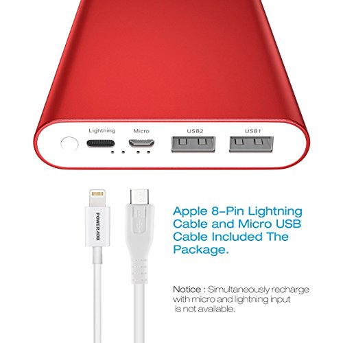 Poweradd Pliot 4GS Plus 20000mAh Cargador Pot til con Lightning y Micro Entrada 3 6A para iPhone iPad iPod Samsung m s Otros Tel fonos y Tabletas - Rojo Apple y Micro Cable Incluido Poweradd Pliot 4GS Plus 20000mAh Cargador Pot til con Lightning y Micro Entrada 3 6A para iPhone iPad iPod Samsung m s Otros Tel fonos y Tabletas - Rojo Apple y Micro Cable Incluido