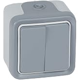 Legrand - 069715 double switch 10a grey plexus ii monob. sup Ref. 6565120036