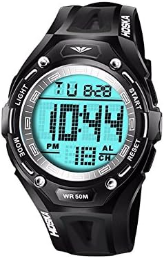 Longqi Student Digital Waterproof Sports Watches Children Multifunctional Wristwatch (Black and White)