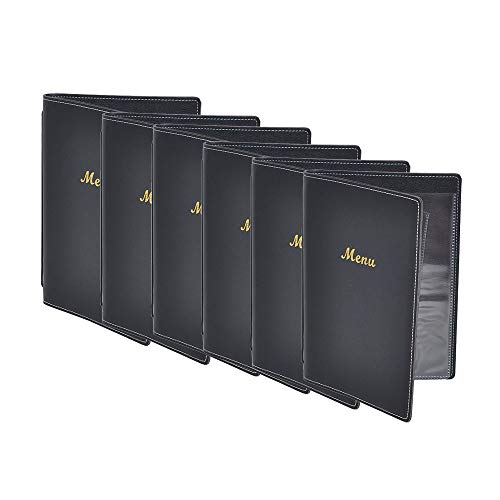 Preisvergleich Produktbild Prospekthüllen für Speisekarten / Speisekarten / Speisekarten / Speisekarten, Kunstleder, Schwarz, DIN A5, 6 Stück