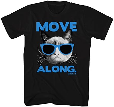 Grumpy Cat Moving Along Funny Unisex Adult Black T-Shirt Tee
