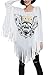 LATH.PIN Ladies Long Bat Sleeve Shirt Oversized Block Skull Poncho with Fringe FZD2969