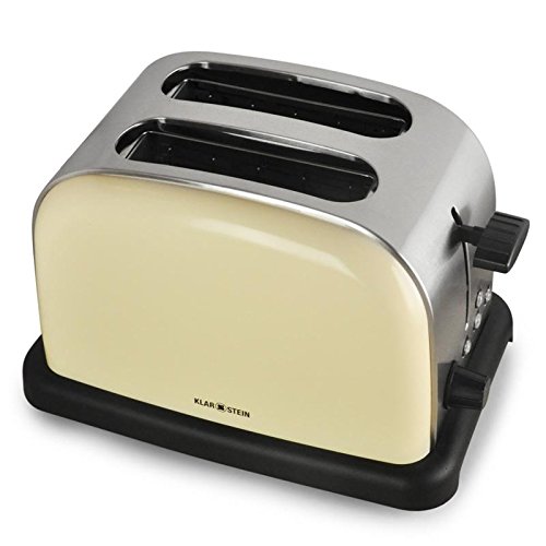Klarstein Aquavita Retro Frühstücksset Wasserkocher + Toaster (Wasserkocher mit 1,7 Liter, 2200 Watt, 2-Scheiben-Toaster 1000 Watt, Auftau- und Aufwärm-Funktion, Edelstahl) creme - 4