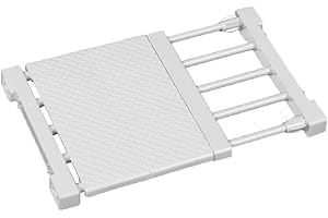 JONASHER Schrankregal-Trennwände, erweiterbar, Kleiderschrank-Organizer-System, Spannstange, verstellbares Aufbewahrungsregal, Aufhänger, Trennwände, 24 cm Breite für Schlafzimmer, Badezimmer, Weiß