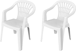 Mojawo 2 Stück Stapelstuhl Gartenstuhl Altea Bistrostuhl Gartensessel Balkonstuhl Kunststoff stapelbar Balkonmöbel Gartenmöbel Weiß