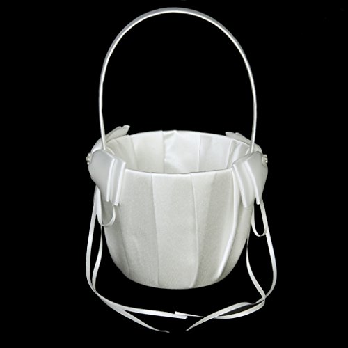 Ivory Satin Blumenkorb Blumenmädchen Streukörbchen Blumendekor für Hochzeit - 5