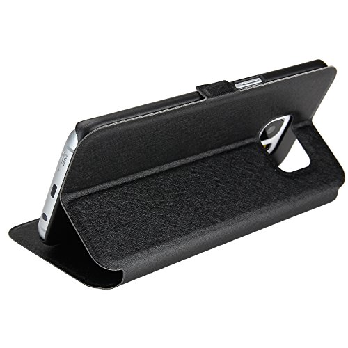 Danibos - Funda tipo libro para Samsung Galaxy S7  Edge  fina  piel sint  tica   piel  negro  Samsung Galaxy S7 Edge