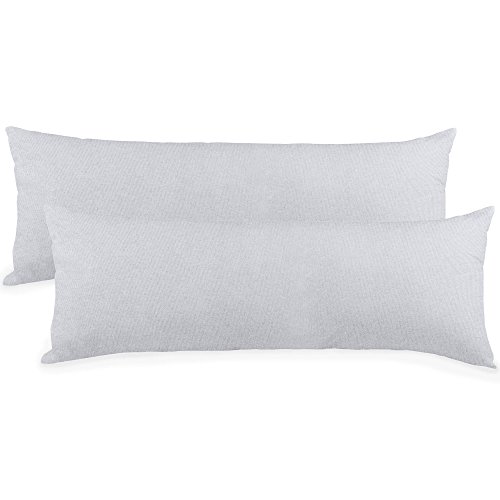 Seitenschläferkissen Stillkissen Bezug 40 x 145 cm Mikrofaser Doppelpack BeBasic silber-grau - 2