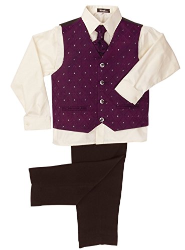 Four Piece Boys Suit Age 0 to 7 Years £17.25 (Age 3, Black and Lilac)
