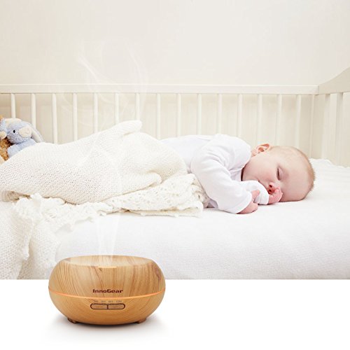 InnoGear 200 ml Aroma Diffusor,Aromatherapie Diffusor, Ätherisches Öl Diffusor,Ultraschall Aromatherapie Diffusoren,Luftreiniger, Hausbefeuchter mit 7 veränderbaren farbigen LED Lichter und 4 Timer Modi, falls wasserlos schaltet es sich automatisch aus. Helle Holzmaserung - 5