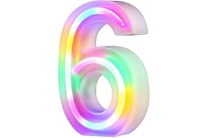Nordstylee Luci a LED illuminate, lettere al neon per parete, per festa di compleanno, Natale, decorazione di nozze, numeri colorate (6)