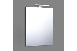 Kiamami Valentina - Specchio Bagno 60x70 cm | Reversibile | Con Lampada Cromata a Led e Telaio ABS Grigio | Facile Installazione | Per Spazi Contenuti | Specchio per arredo bagno Design