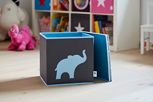 STORE,IT 672425 Spielzeugkiste mit Deckel, Elefant, MDF verstärkt, Polyester/ MDF, Grau/Blau, 33 x 33 x 33 cm - 4