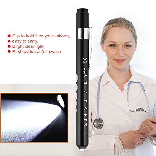 Preisvergleich Produktbild Aluminium Medical Surgical Penlight Ärzte klinische Stift Licht Taschenlampe mit Skala Erste-Hilfe-Mund / Ohr Pflege Inspektion Lampe (Farbe: schwarz)