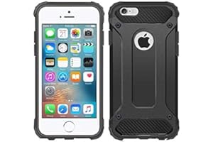 TECHGEAR iPhone SE, 5s, 5 etui – Tough Armor dwuwarstwowa, dwuwarstwowa ochrona z metalowym łupkiem, (wycięcie na logo) wytrzymałe etui ochronne Case kompatybilne z Apple iPhone SE, 5s, 5 - czarne