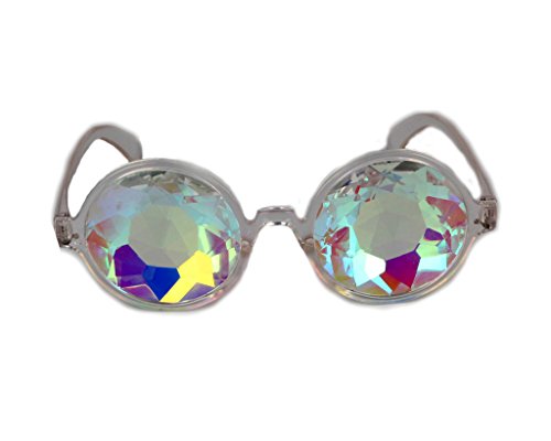 FLORATAKaleidoscope Steampunk Goggles Multicolor Lens Glasses- Rainbow Rave Prism Diffraction