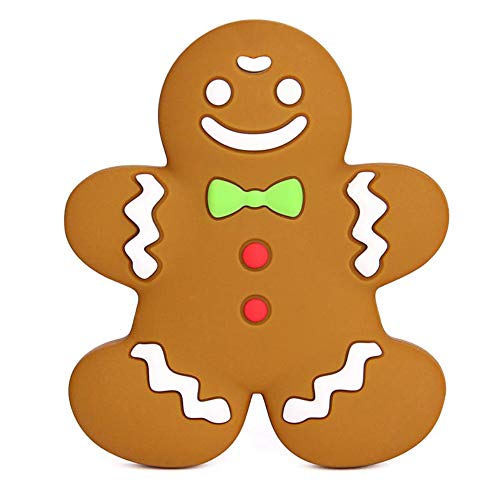 PREMYO Anneau de Dentition Bébé en Silicone - Facile à Saisir Sans BPA - Calme Apaise Douleurs Bonhomme en Pain d'épices