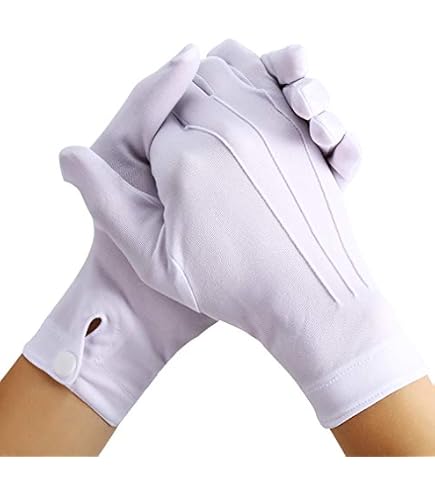 2 Paar Weiße Handschuhe,Baumwollhandschuhe Weiß,Fahnenträger Handschuhen Kinder,Stoffhandschuhe Baumwolle Herren,Handschuhes Kostüm mit Ziernähten für Zeremonielle Teamuniformen,Schmuck-Inspektion Fashion