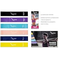 Kit 6 Bande Elastiche Resistenza Sport Fitness Donna Uomo Accessori Attrezzi Palestra per Casa Multifunzione Elastici Resistance Crossfit Pilates Gambe Riabilitazione Fisioterapia Exercise Loop Bands