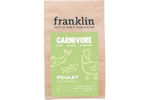 FRANKLIN - Croquette pour Chat Adulte Stérilisé - Gamme Carnivore - 70% De Viande & De Poisson - Croquettes sans Céréales - Riches en Protéines - Fermeture Intégrée - Taille 9mm - 6 kg