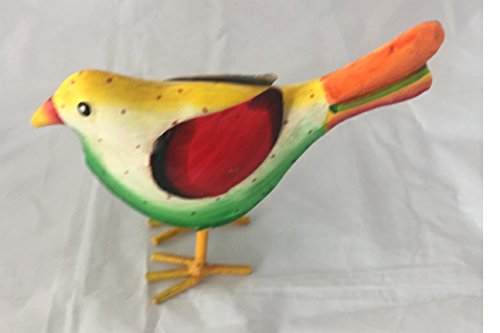 Gartenfigur bunter Vogel aus Metall 3 verschiedene Farben zur Auswahl 20x9x18cm Handarbeit Gartendeko Metallfigur Gartendekoration Gartenfiguren (Auswahl Vogel grün mit gelbem Schnabel) - 4