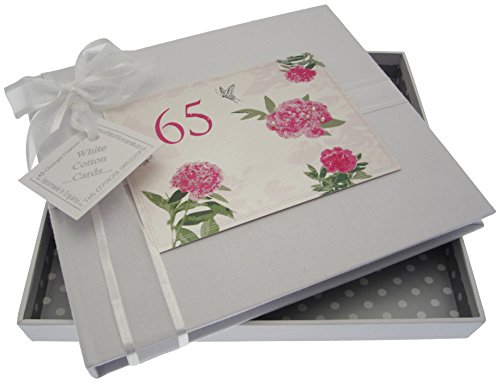 White Cotton Cards Glückwunschkarte zum 65. Geburtstag, Motiv "englische Rosen" Gästebuch