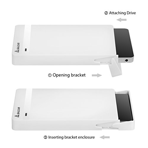 Salcar 2,5 Zoll USB 3.0 HDD SDD Festplattengehäuse, Case, Adapter, Tasche für 9,5 mm 7 mm 2,5″ SATA HDD und SSD mit USB 3.0 Kabel werkzeuglos Unterstützung UASP (Weiß) - 3