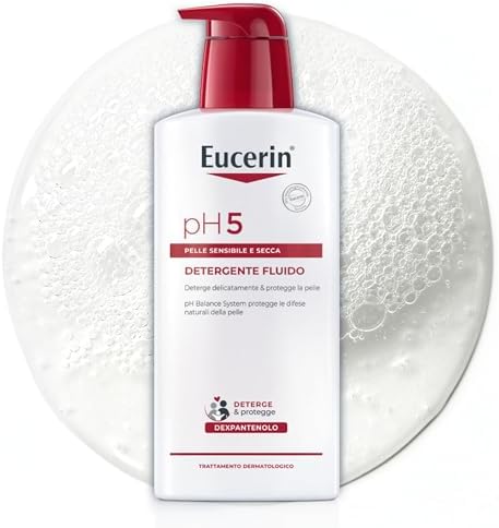 Eucerin pH5 Detergente Fluido 400 ml, Detergente viso e corpo delicato per uso quotidiano e lavaggi frequenti, Bagnoschiuma senza sapone per tutta la famiglia per pelle secca e sensibile