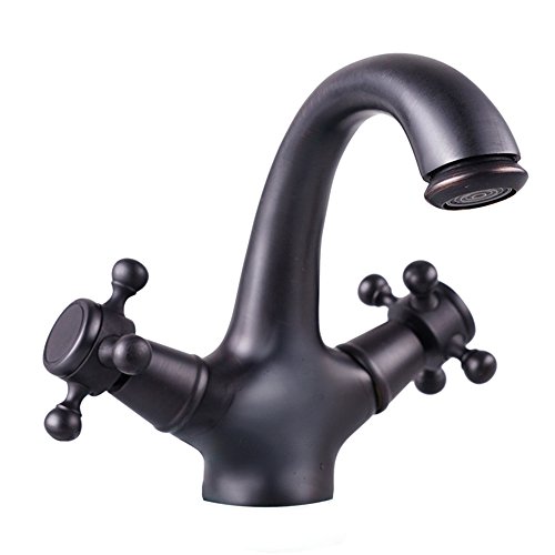HomeLava Grifo de Lavabo Grifo Baño Compatible con Agua de Caliente y Fría, Color negro