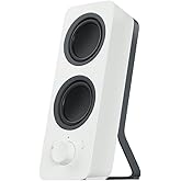 مكبر صوت كمبيوتر بلوتوث Logitech Z207، 20 تصميمًا نحيفًا وخفيف الوزن، أبيض