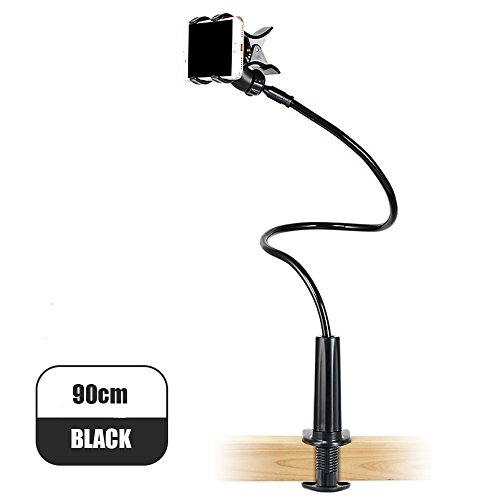 Supporto per Cellulari e Tablet, Flessibile e Regolabile Collo Oca Pigra Metallo Supporto per 4-10.6 Pollici Telefon, iPhone, Android Smartphone, iPad e Tablet, Titolare da Cucina e Ufficio, Bianca (Holder for Smartphone-Black)