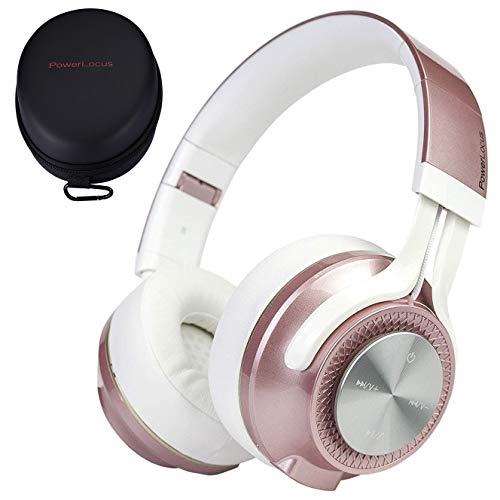 PowerLocus Bluetooth Over-Ear Kopfhörer, [BT5.0, 40Std.] Kabellos Faltbare Kopfhörer HD Stereo Wireless Over-Ear Ohrhörer mit Mikrofon Kabellose und Kabel für iPhone/Android/Windows/TV (Rose Gold)