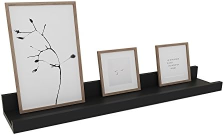 Egotrade Contemporary Wall Mounted Shelf 60CM Long Floating Shelf for Picture Frames Book Display (Black)