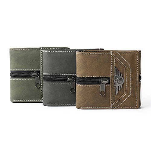Gazechimp Bolso Monedero Largo de Cuero de Hombres de Tarjeta de Cr  dito de Nota con Cremalleras Lienzo 3 Colores - Gris
