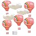 Produktbild JZK 5X Heißluftballon Papierlaterne 30cm+ 3X Wolke 25cm + 50m Fischdraht, Rosa Heißluftballon Laternen für Hochzeit Festival Party Schlafzimmer Dekorzubehör