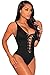 Produktbild Neue Damen Schwarz Lace Up Front Teddy Body Dessous Monokini Gymnastikanzug Teddies Pole Dance Größe 10–12 EU 38–40