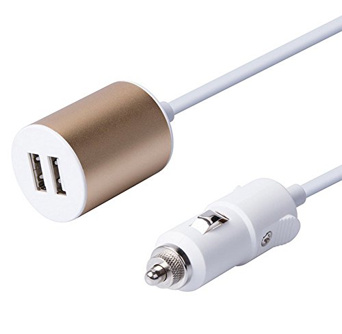 DaoRier KFZ Ladekabel Car Charger 5V/2A 2-USB 1.5m Long Line Stromkabel Aluminiumschale DC12V~24V für Iphone Galaxy Huawei Handy Tablet GPS - 3