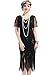 Produktbild ArtiDeco 1920s Kleid Damen Flapper Kleid mit Kurzem Ärmel Gatsby Motto Party Damen Kostüm Kleid (Schwarz, XXXL)