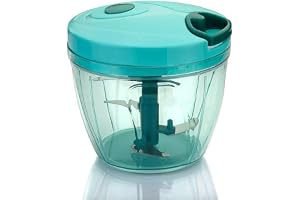 SORATH Manual Pull String Food Chopper | 3-Blade Hand Chopper for Vegetables, Fruits & Nuts | Turquoise Mini Food Processor (