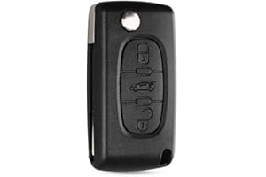 Kelay Coque de clé de Voiture de Rechange Compatible avec Peugeot 107 207 307 407 607 208 308 408 Accessoires de clé à Distance Pliable à 3 Boutons (HU83 Lame, CE0536)