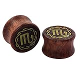 D&Min Jewelry Paar Sternbild Skorpion Holz Saddle Flesh Tunnel Plugs Ohr Expander Ear Piercing Schmuck 14mm